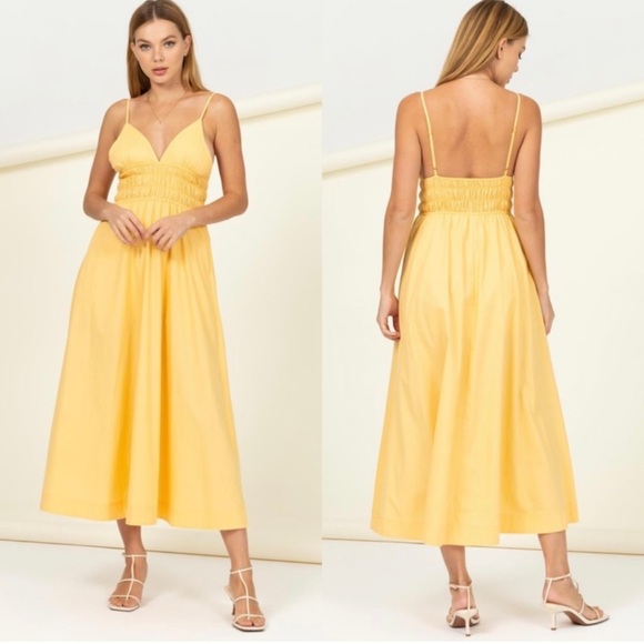 HYFVE Dresses & Skirts - Yellow Sleeveless Midi Dress
